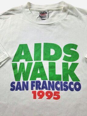 vintage 90s 1995 San Francisco AIDS Walk graphic tee white t-shirt ♥️